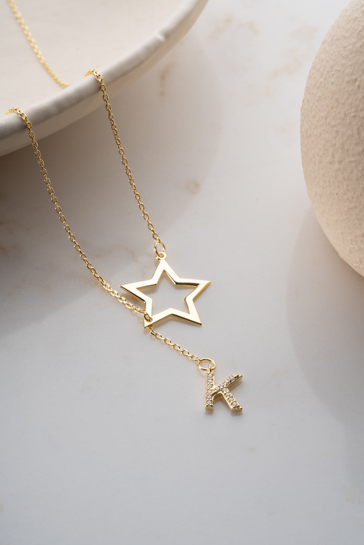 Starry Initial Stern & Buchstaben Silberkette