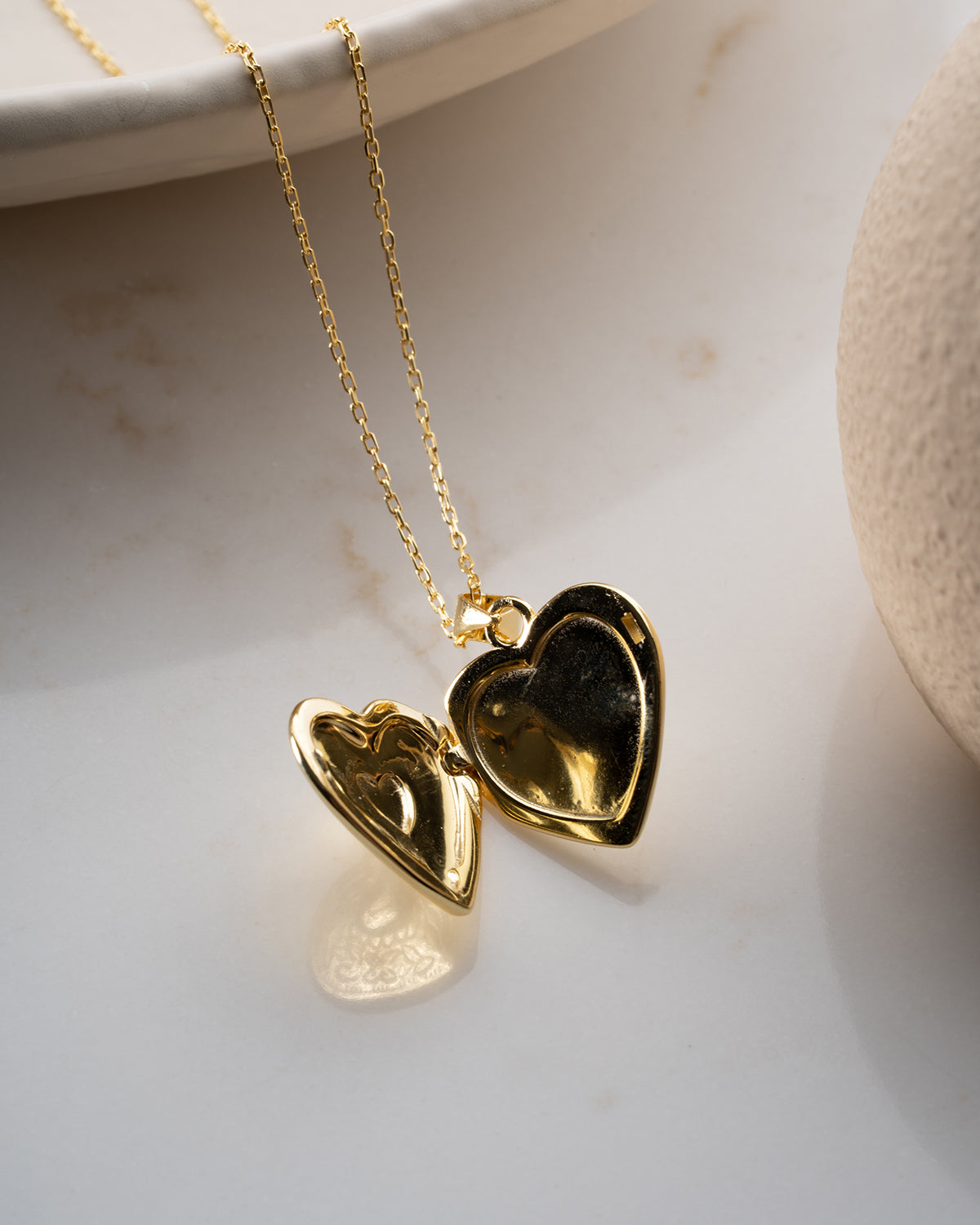 Golden Memory Heart Silver Locket Necklace
