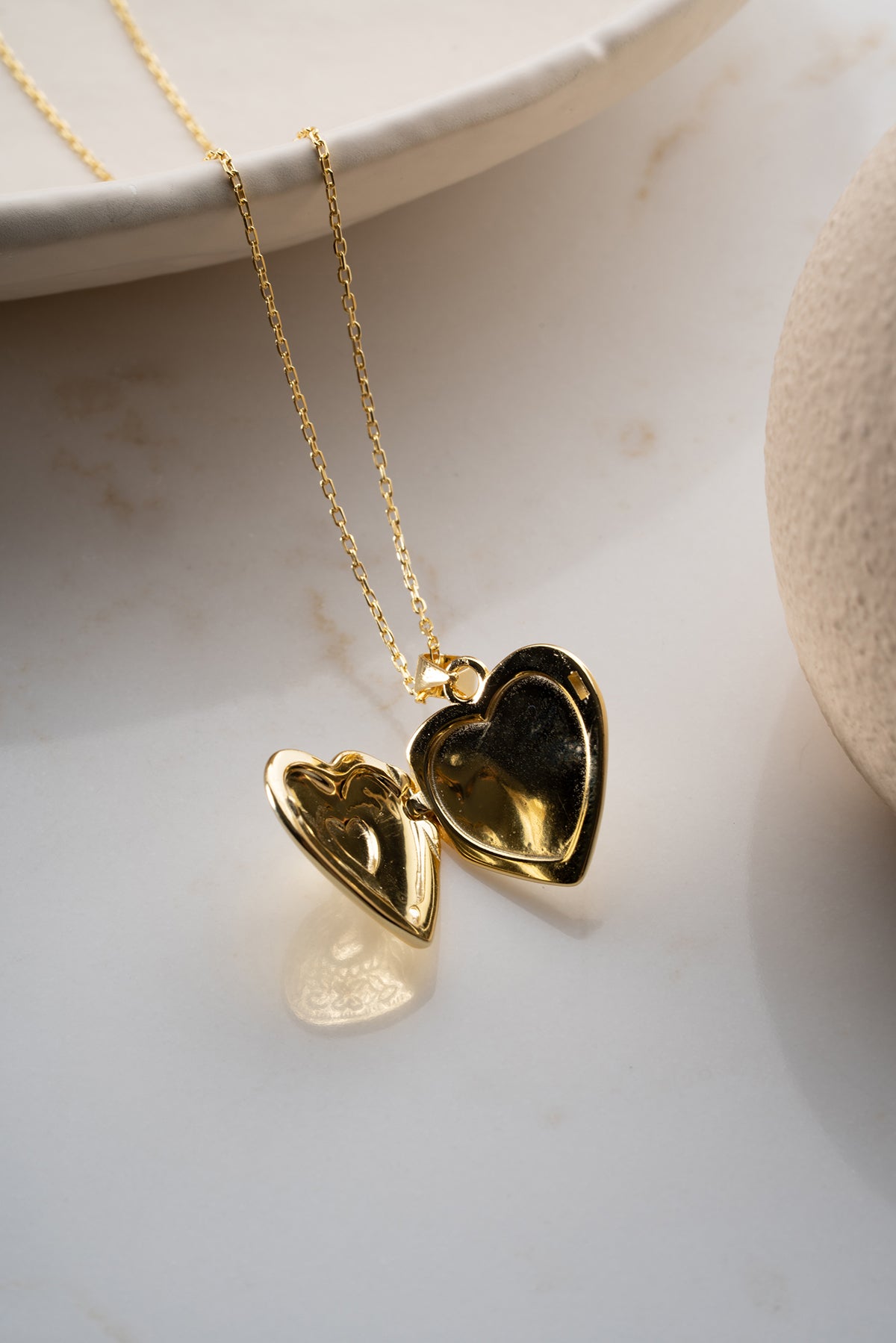 Golden Memory Heart Silver Locket Necklace