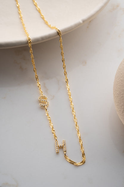 Collier personnalisé avec une double lettre - 925 argent sterling