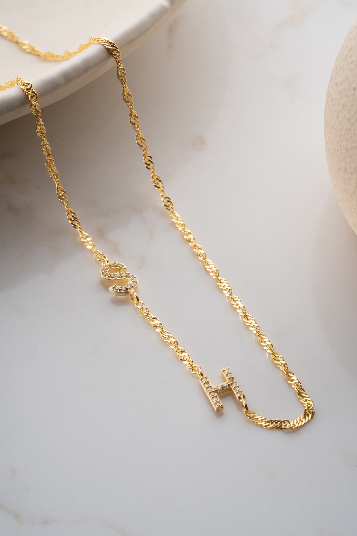 Collier personnalisé avec une double lettre - 925 argent sterling