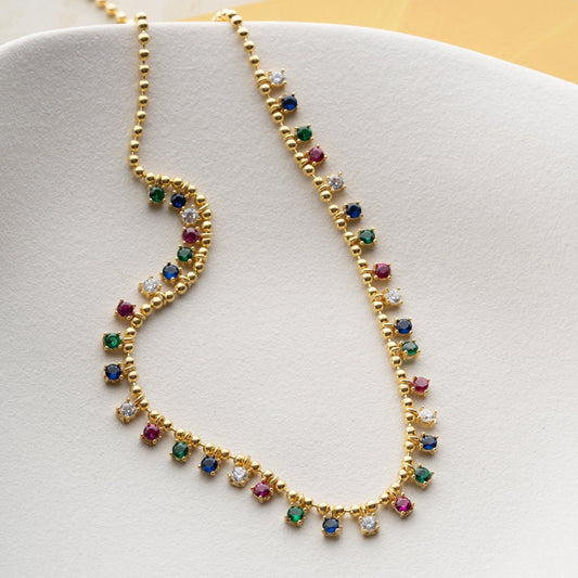 Serenay Kolye – Renkli Taşlı – 925 Ayar Gümüş