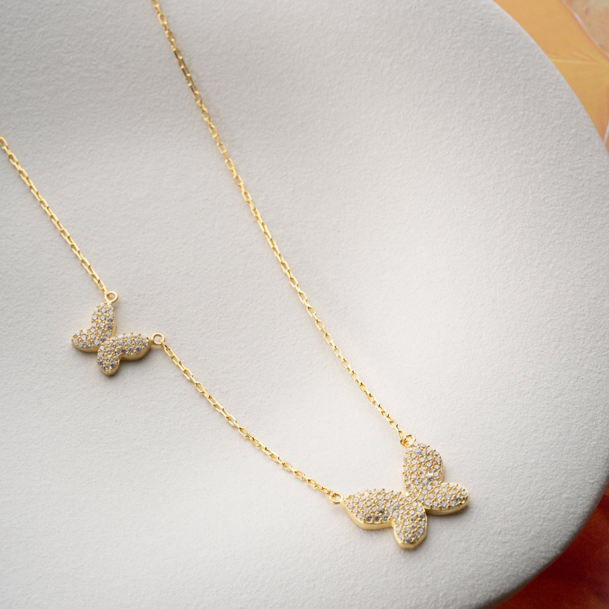 Papillon Necklace - 925 Sterling Silver - Stone Butterfly Design