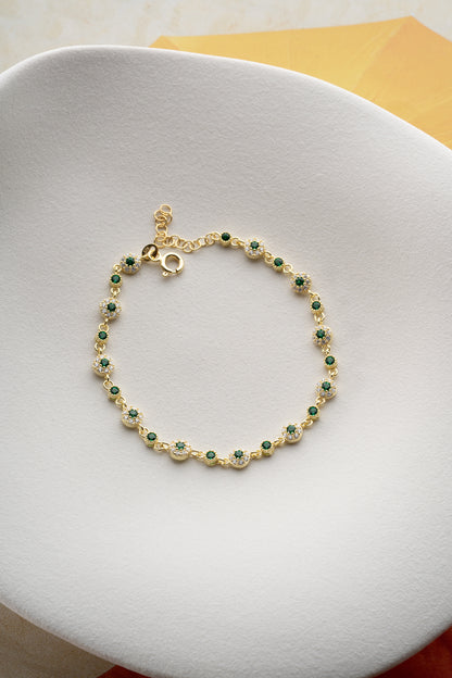 Bracelet plaqué or d'émeraude
