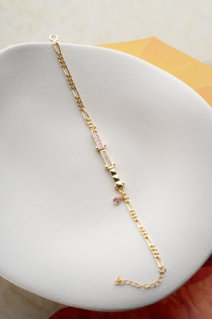 Elegant Pink Stone Bracelet - 925 Sterling Silver