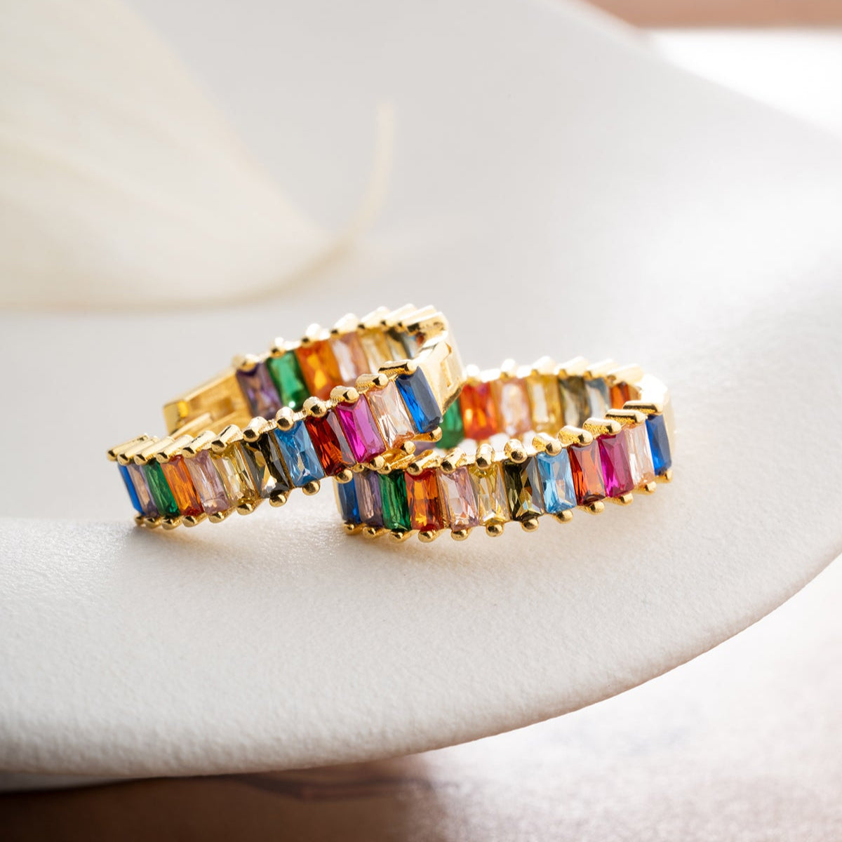 Aurora earrings - 925 sterling silver - colored stone ring