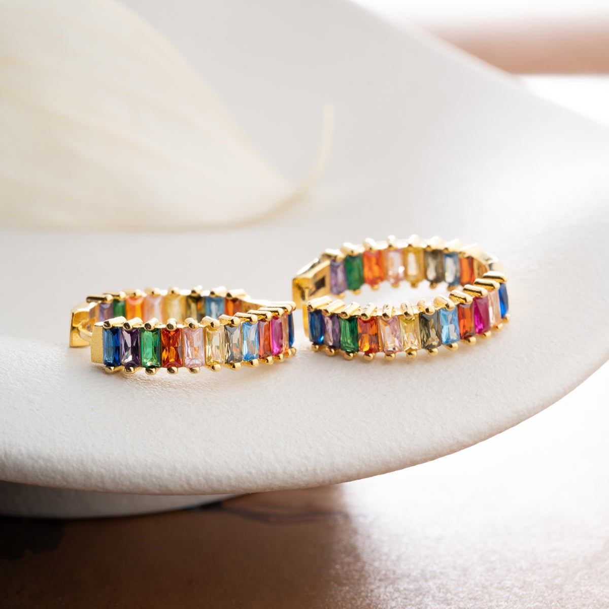 Aurora earrings - 925 sterling silver - colored stone ring