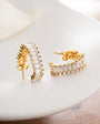 Zircon stone ring earrings - 925 sterling silver - gold plated