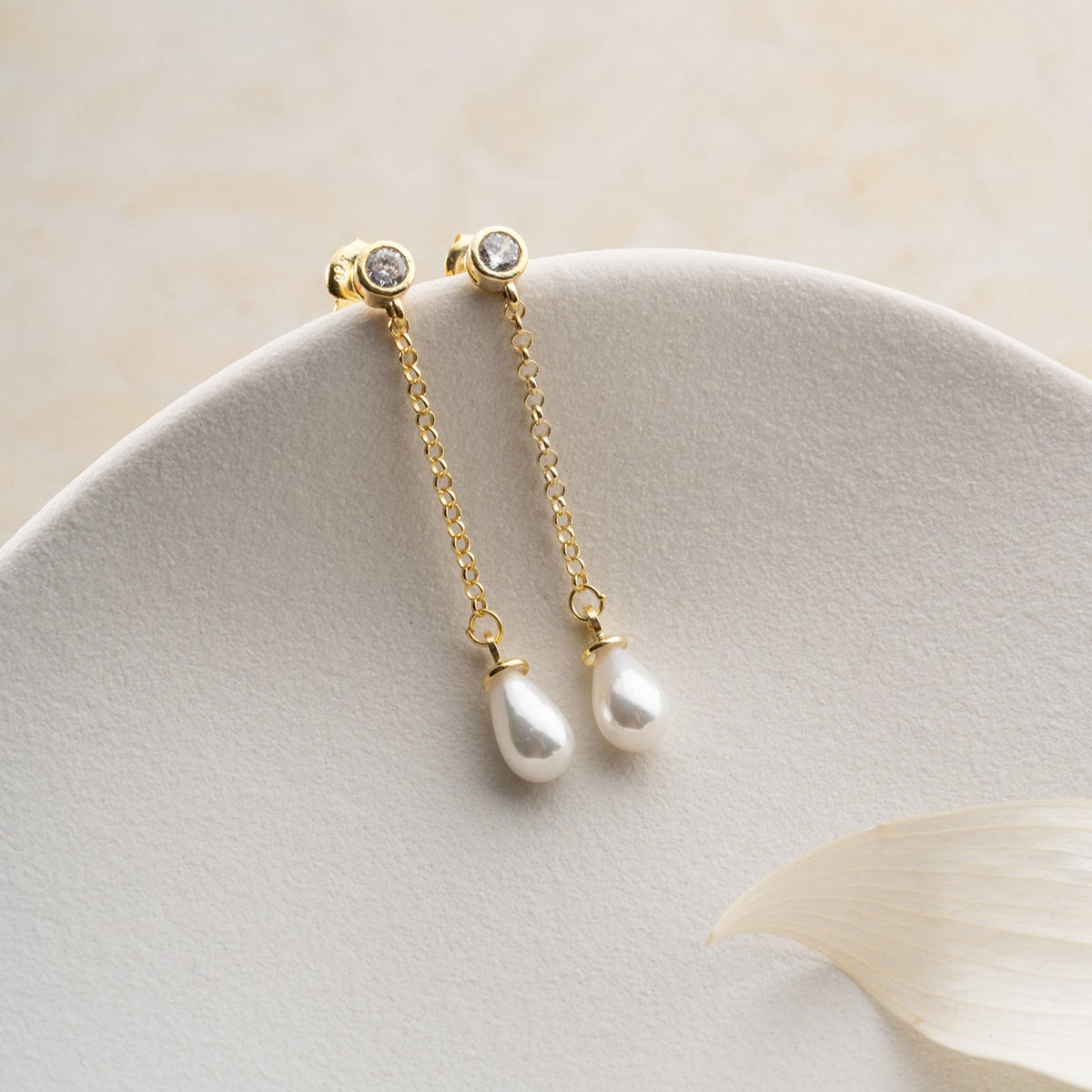 925 Sterling Silver Drop Pearl Earrings