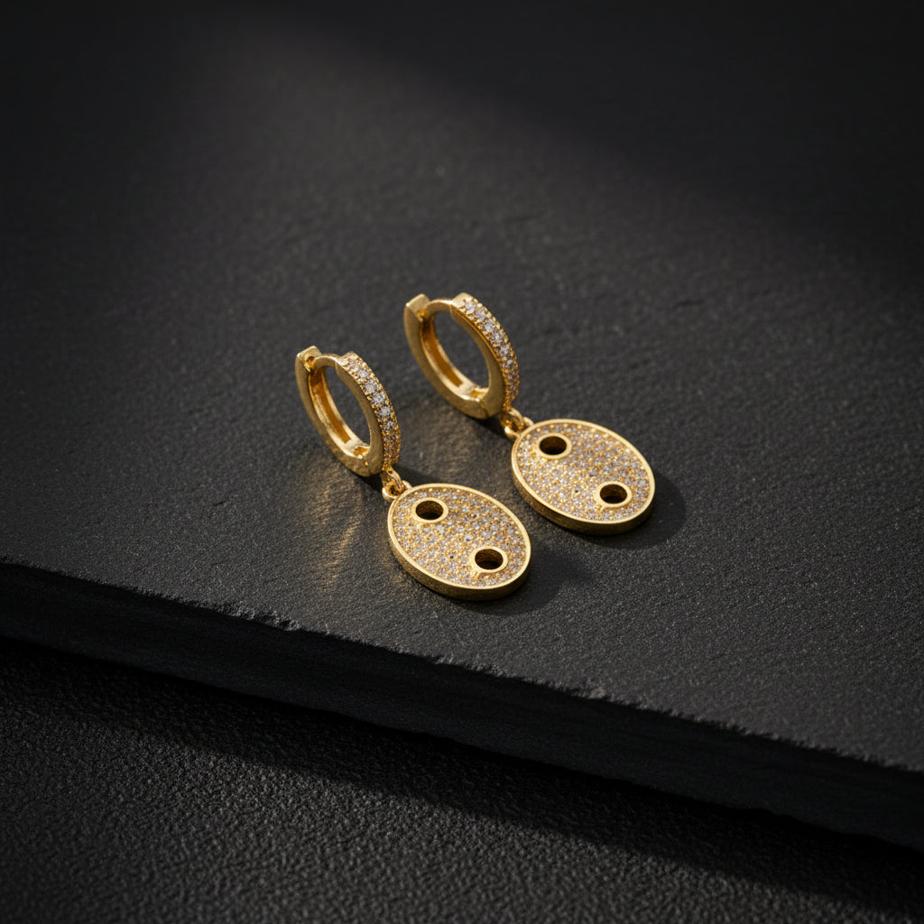 Aurora oval glittering gold plated earrings
