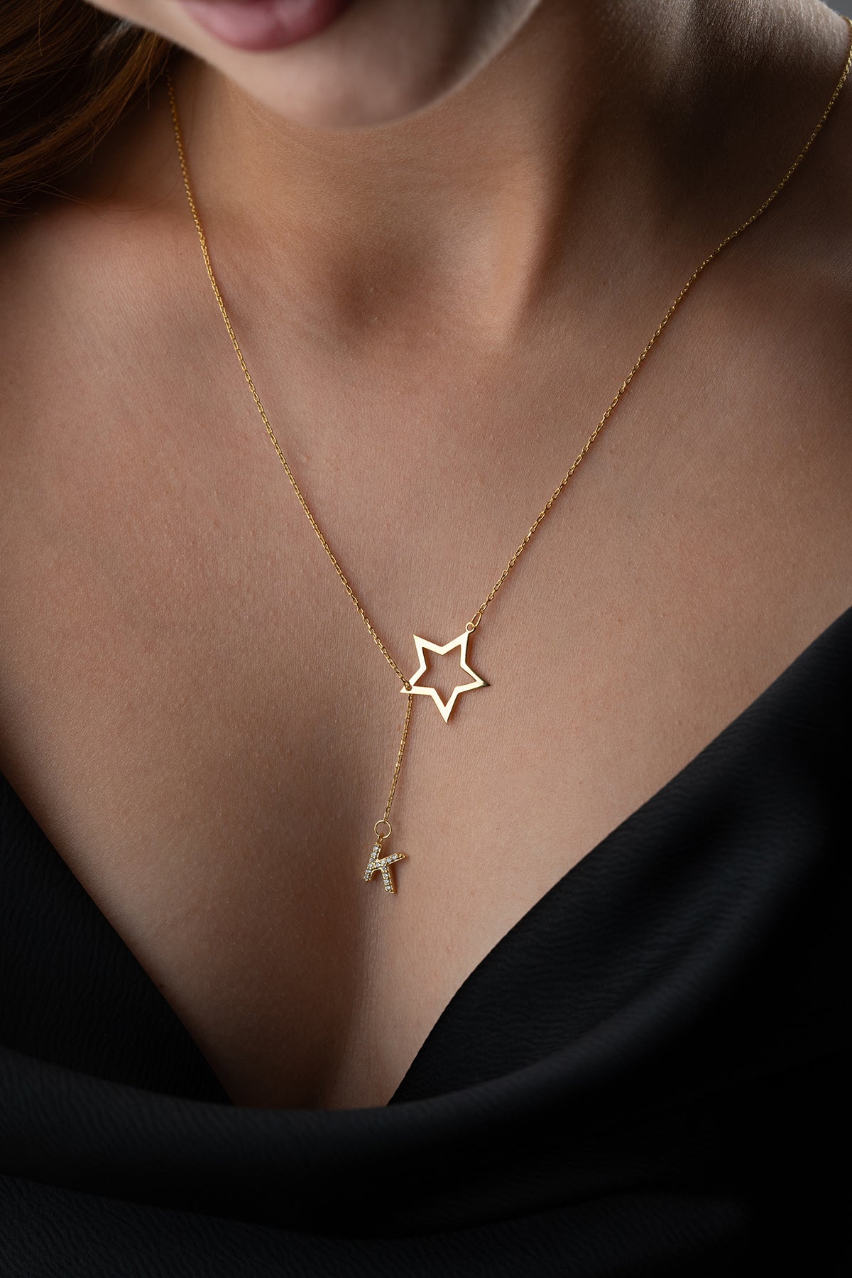 Starry Initial Stern & Buchstaben Silberkette