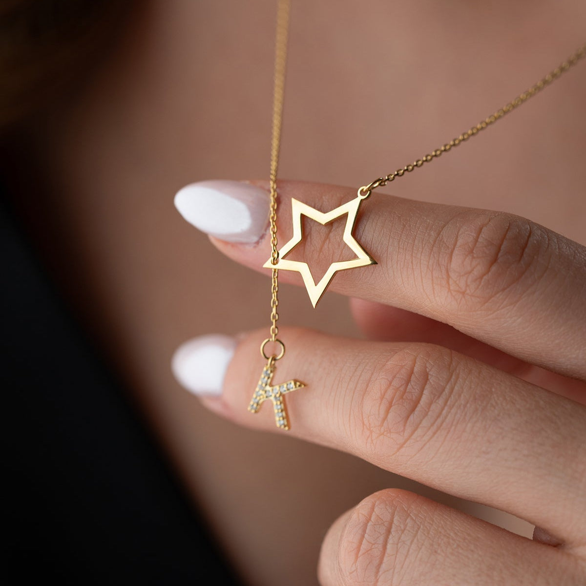 Starry Initial Stern & Buchstaben Silberkette