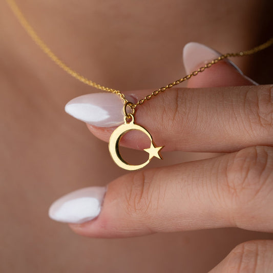 Ay Yıldız Gümüş Kolye