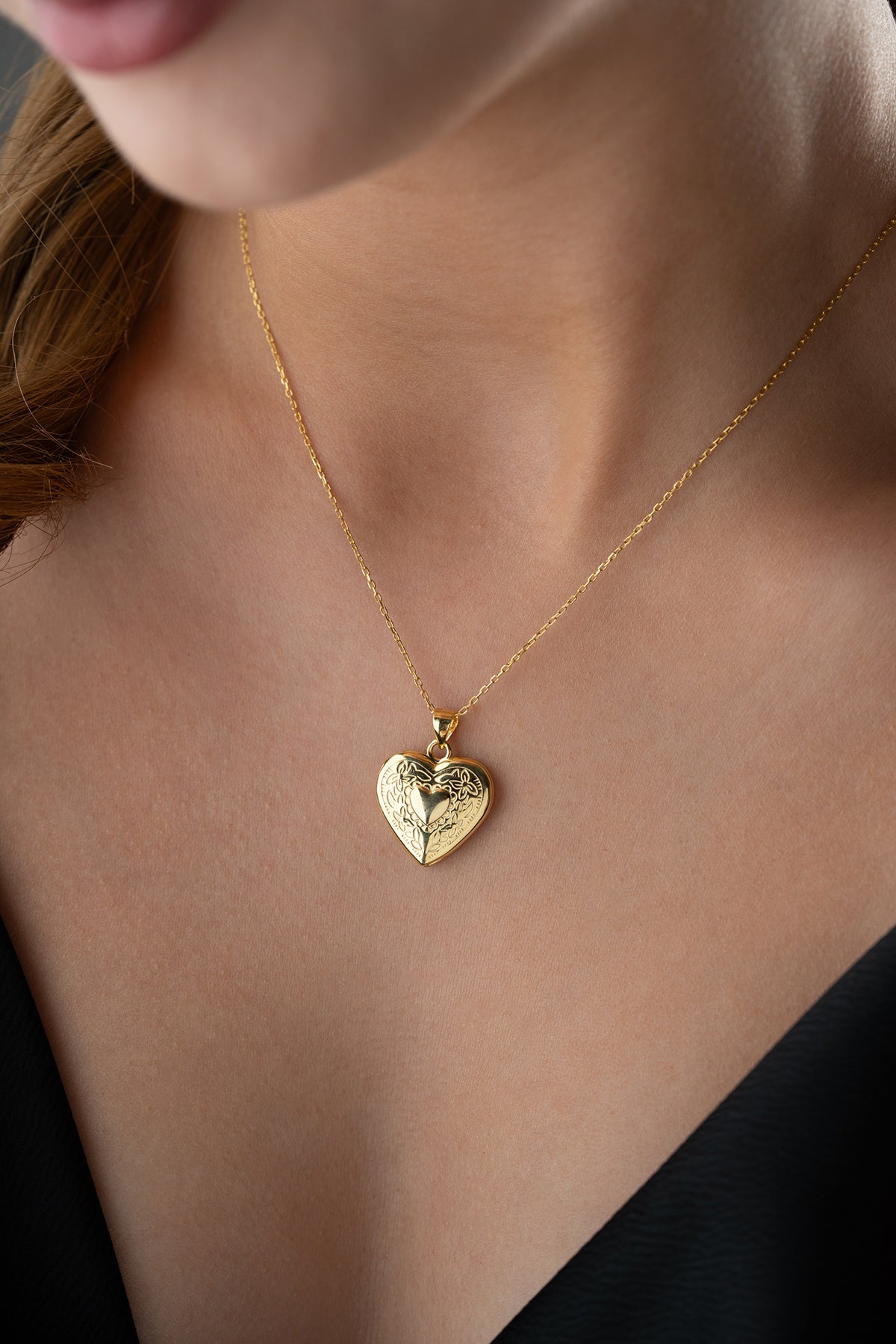 Golden Memory Heart Silver Locket Necklace
