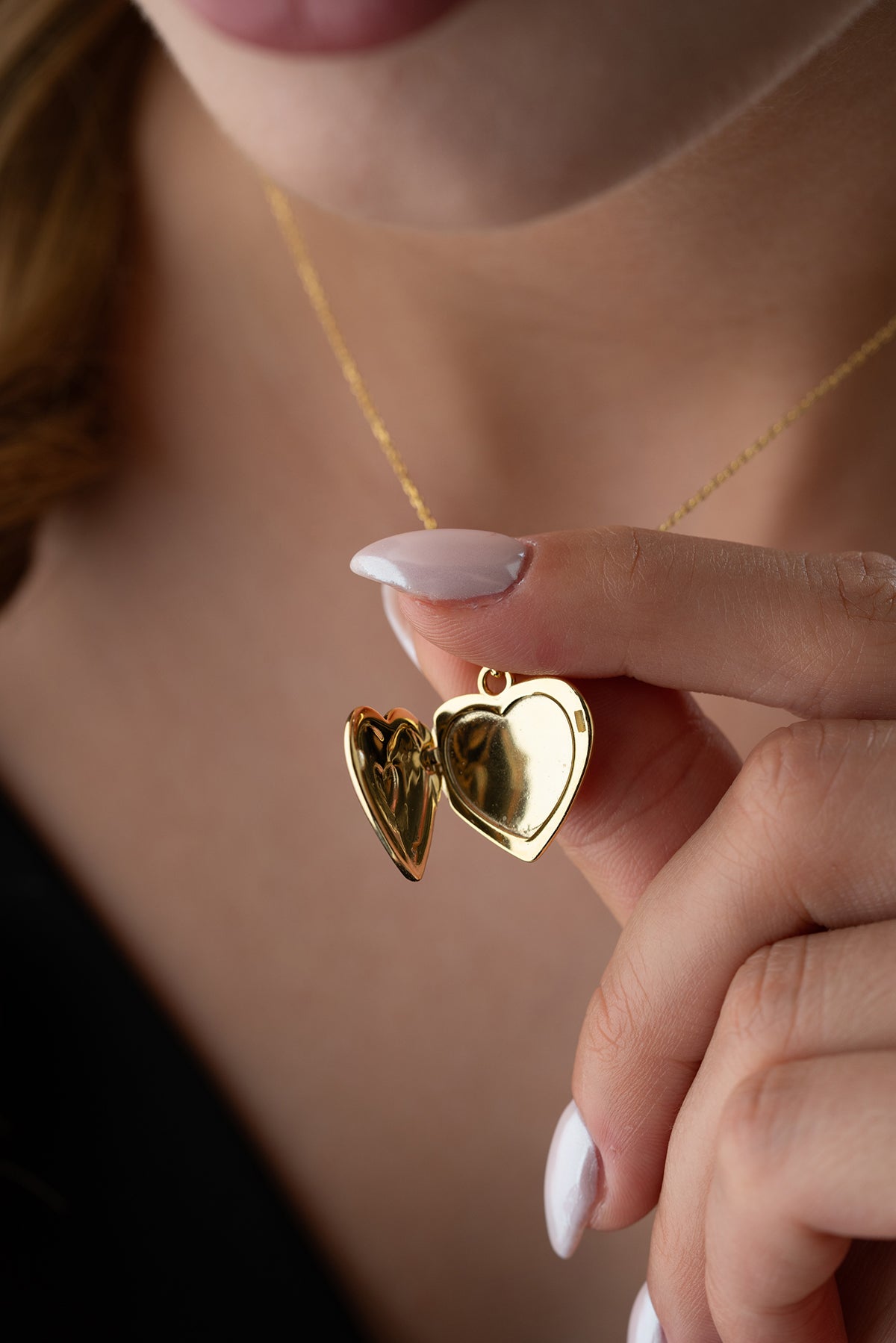 Golden Memory Heart Silver Locket Necklace