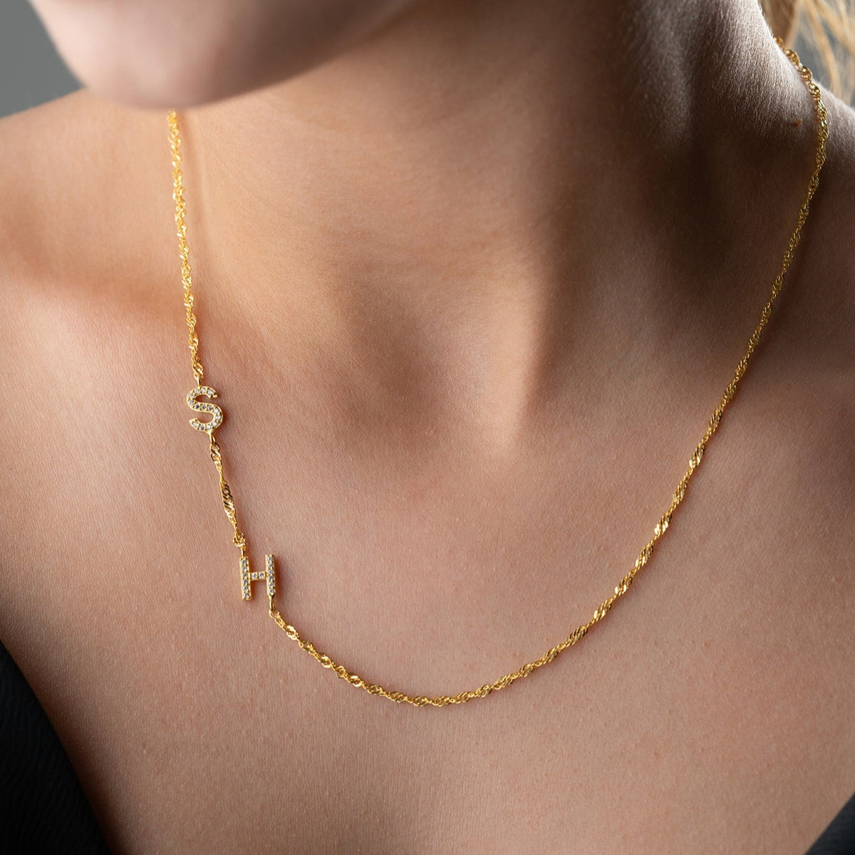 Collier personnalisé avec une double lettre - 925 argent sterling