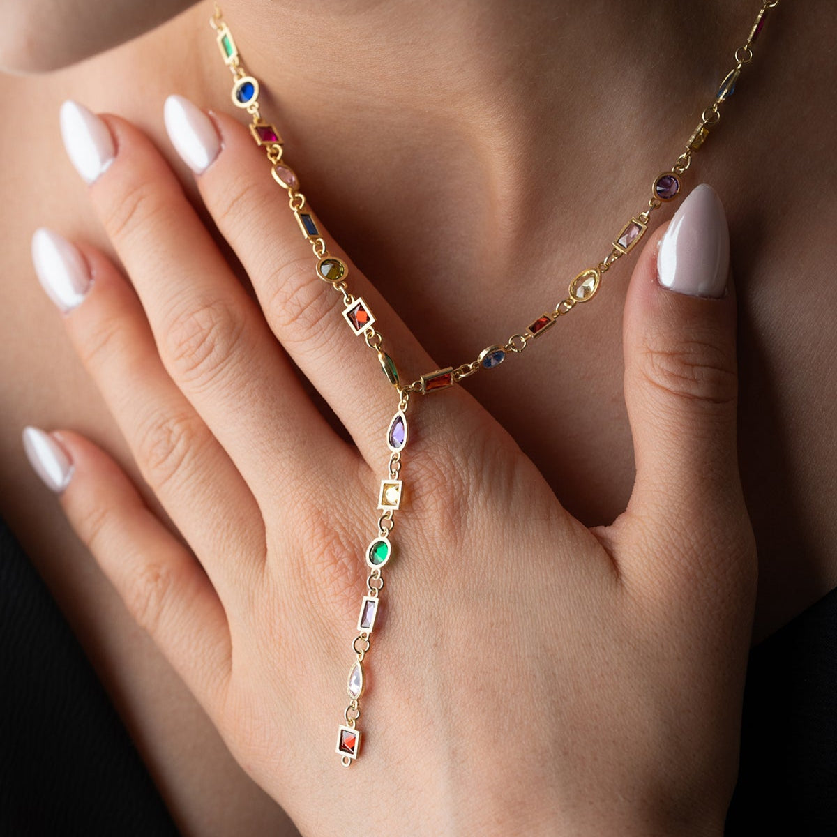 Serenay - Colorful Stone Y model necklace - 925 sterling silver