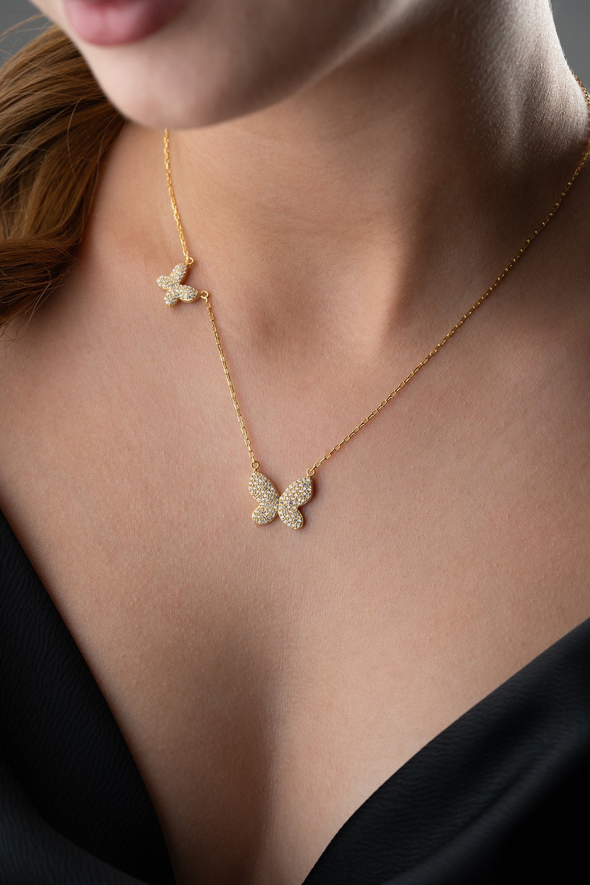 Papillon Necklace - 925 Sterling Silver - Stone Butterfly Design