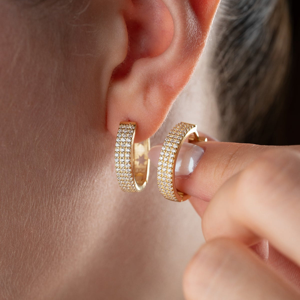 Stella Earrings - 925 Sterling Silver - Stone Motif Stone Ring