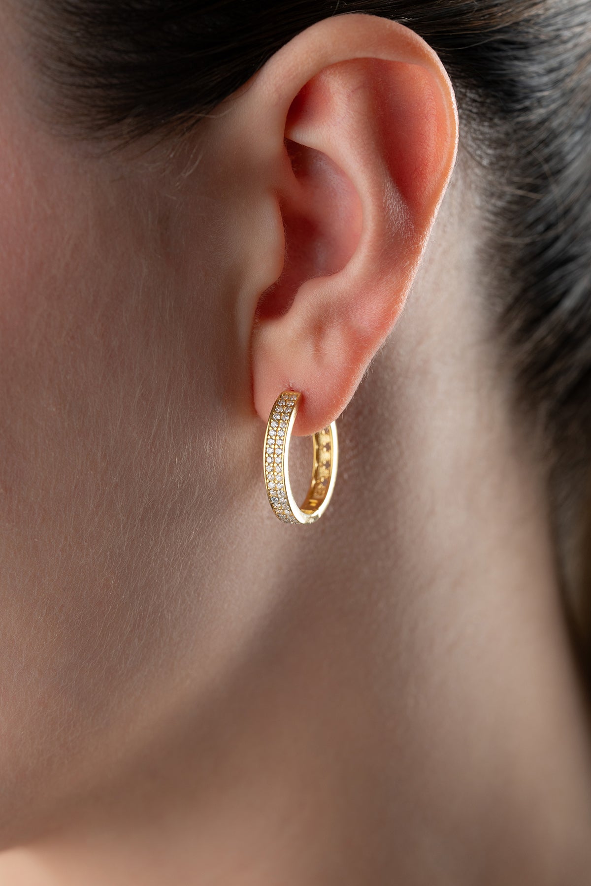 Zirkon Taşlı Halka Küpe – 925 Ayar Gümüş