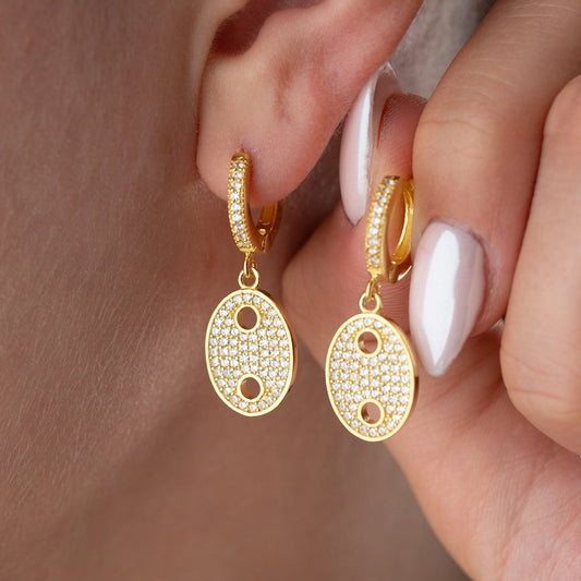 Aurora Oval Vergoldete Glitzer-Ohrringe