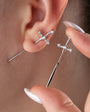 Zircon Stone Silver Sword Earrings