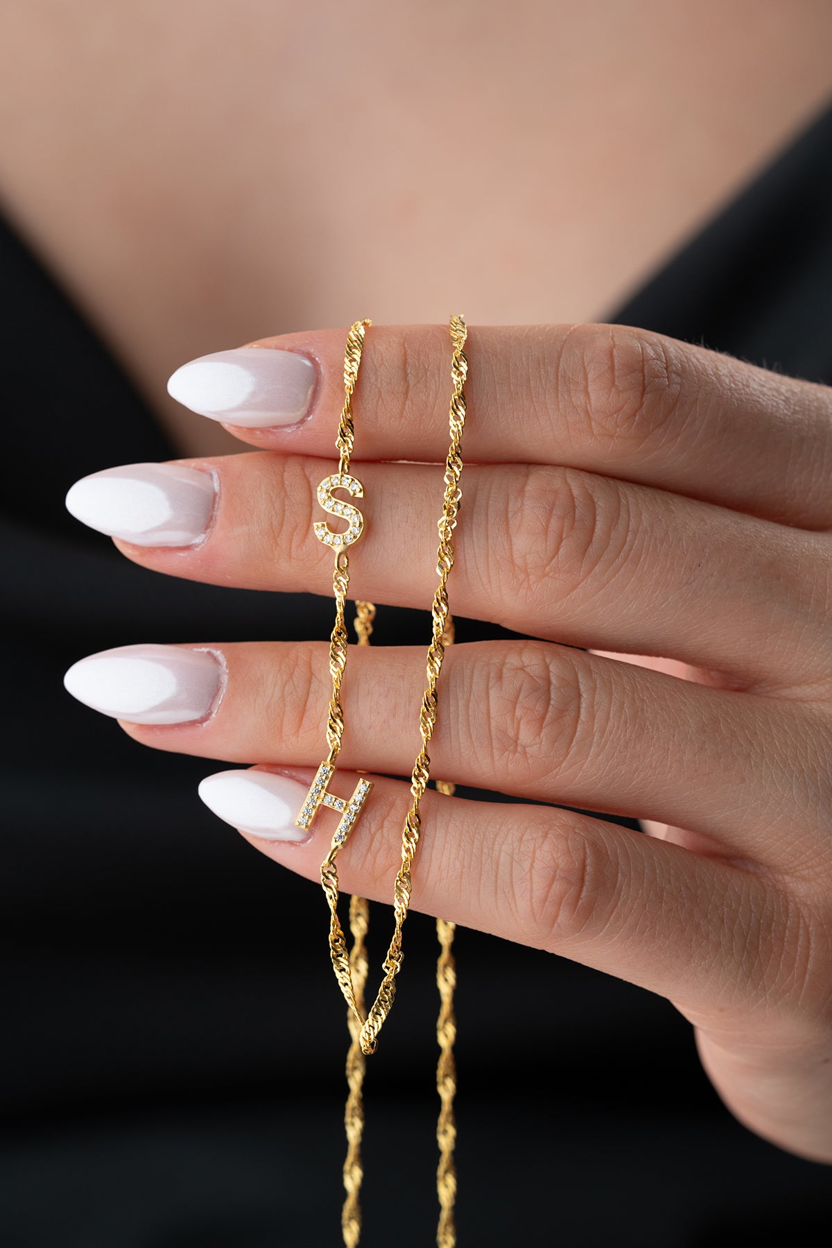 Collier personnalisé avec une double lettre - 925 argent sterling