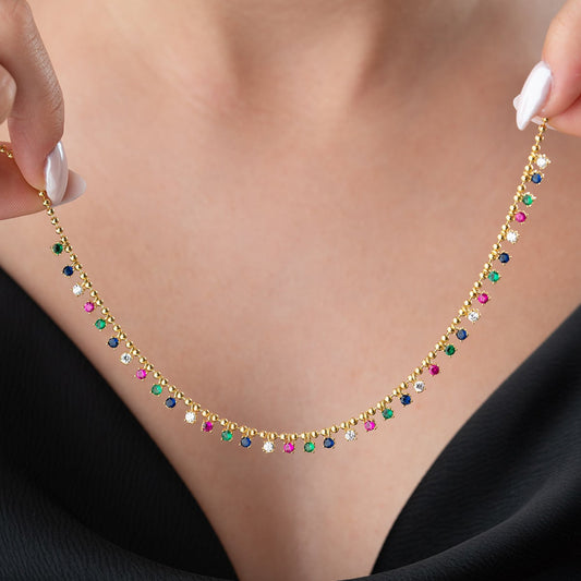 Serenay Kolye – Renkli Taşlı – 925 Ayar Gümüş