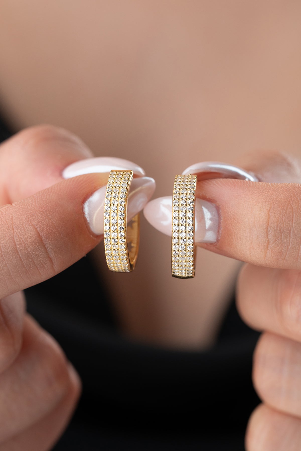 Stella Earrings - 925 Sterling Silver - Stone Motif Stone Ring