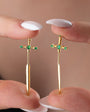 Green Stone Sword Earrings - Minimalist Style