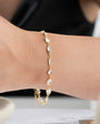 Elegant geometric stone detailed gold plated bracelet