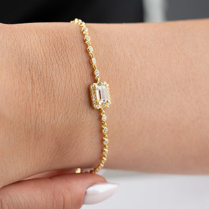 925 Bracelet en pierre de Bagon en argent sterling