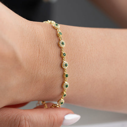 Bracelet plaqué or d'émeraude