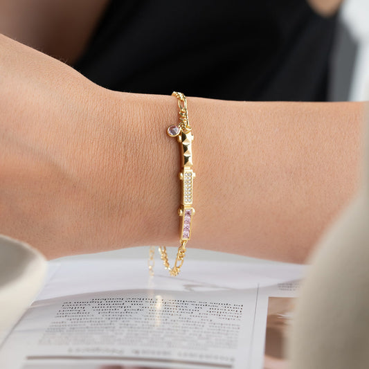 Armband mit Rosa Stein – 925 Silber