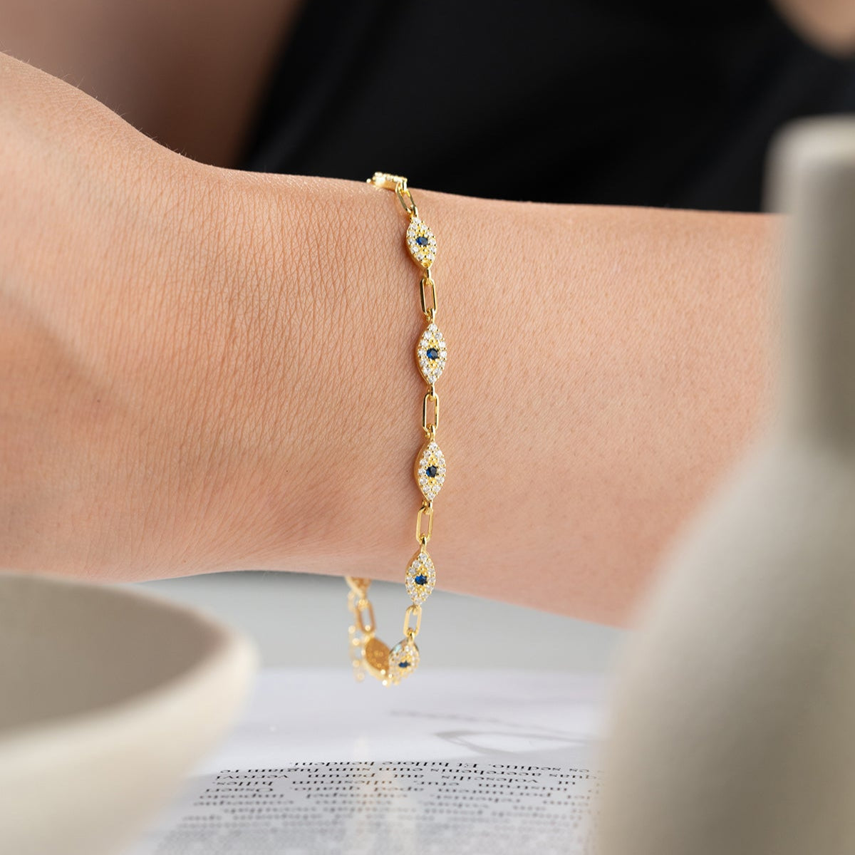 Blue Aura Auge Armband – 925 Silber