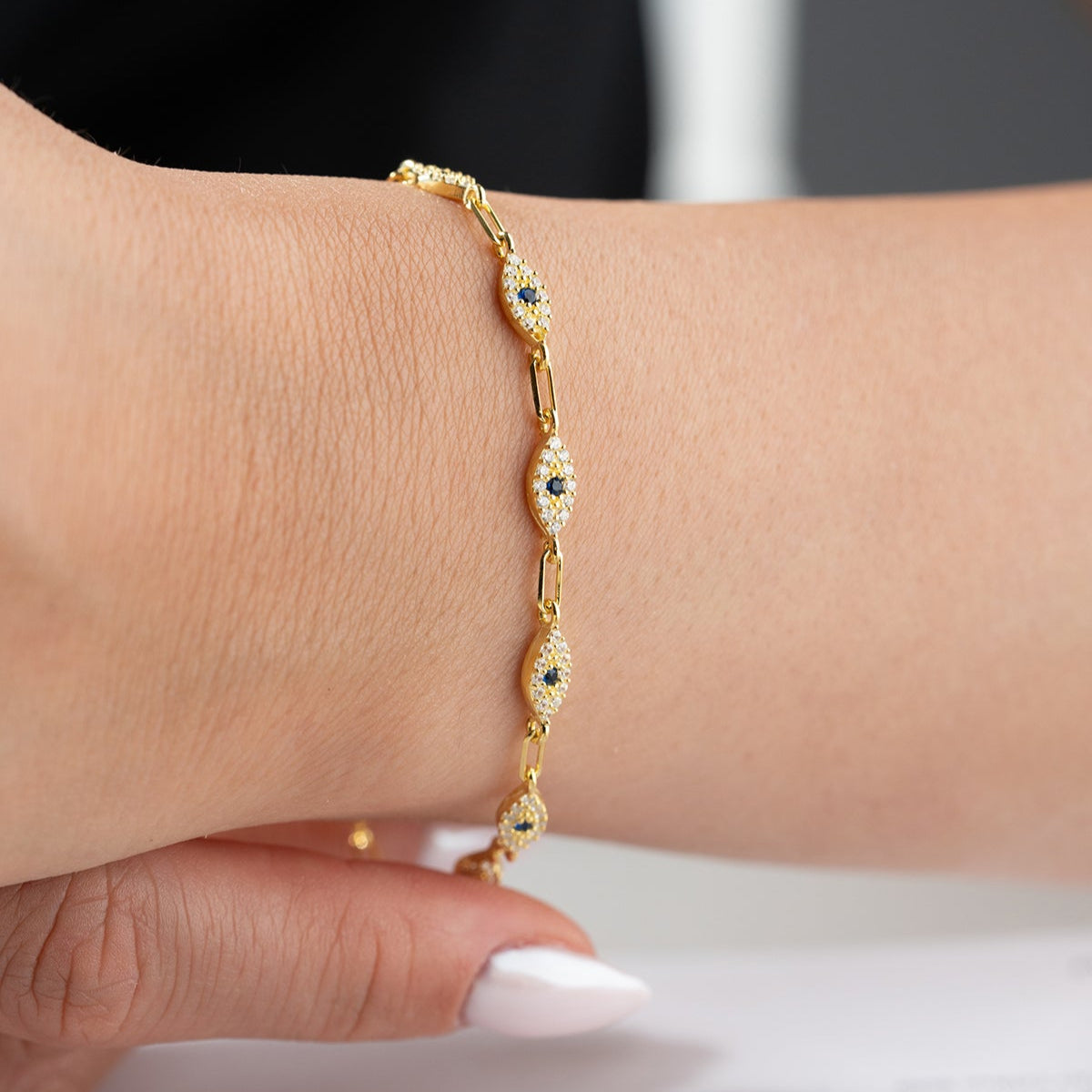 Blue Aura Auge Armband – 925 Silber