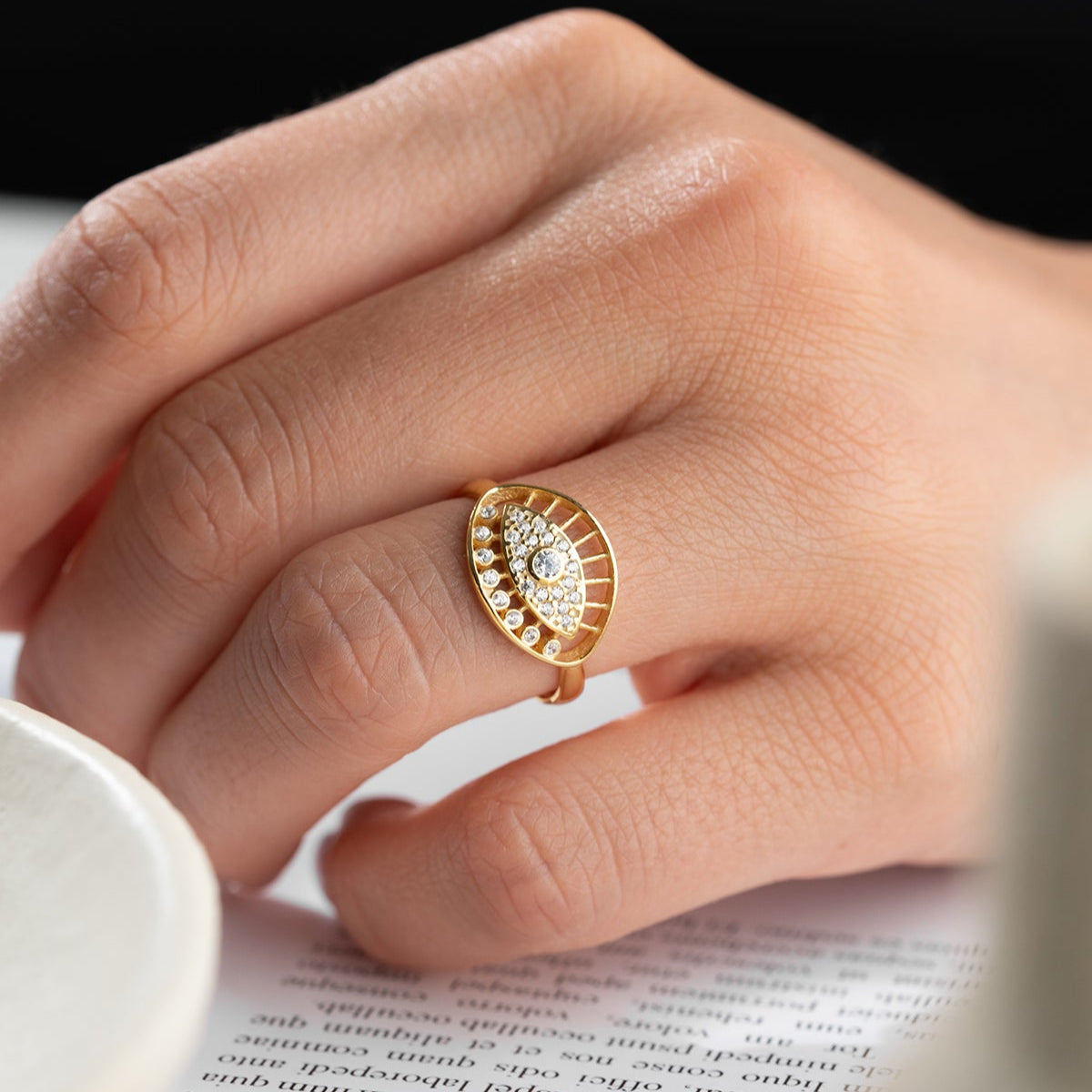 925 Sterling Silver Blue Aura Nazar Ring