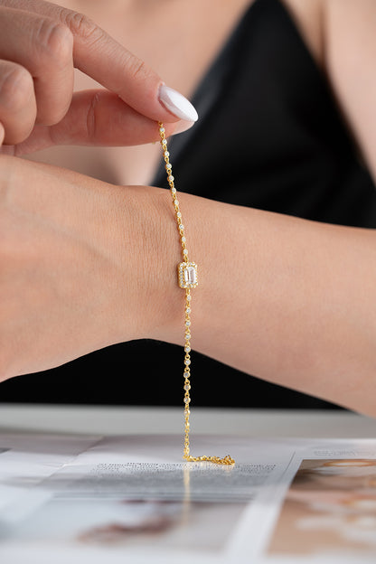 925 Bracelet en pierre de Bagon en argent sterling