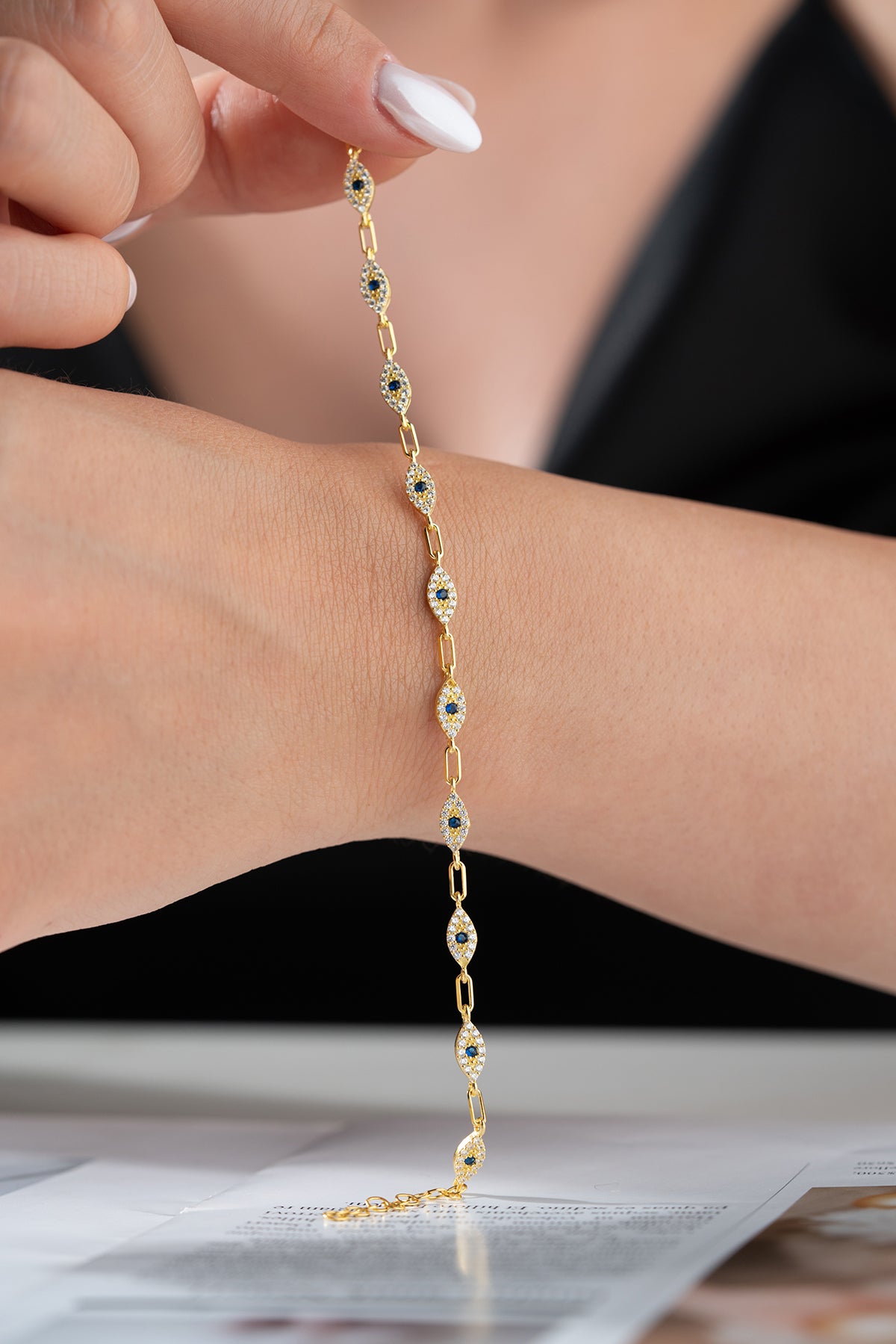 Blue Aura Auge Armband – 925 Silber