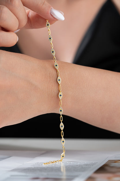 Blue Aura Auge Armband – 925 Silber