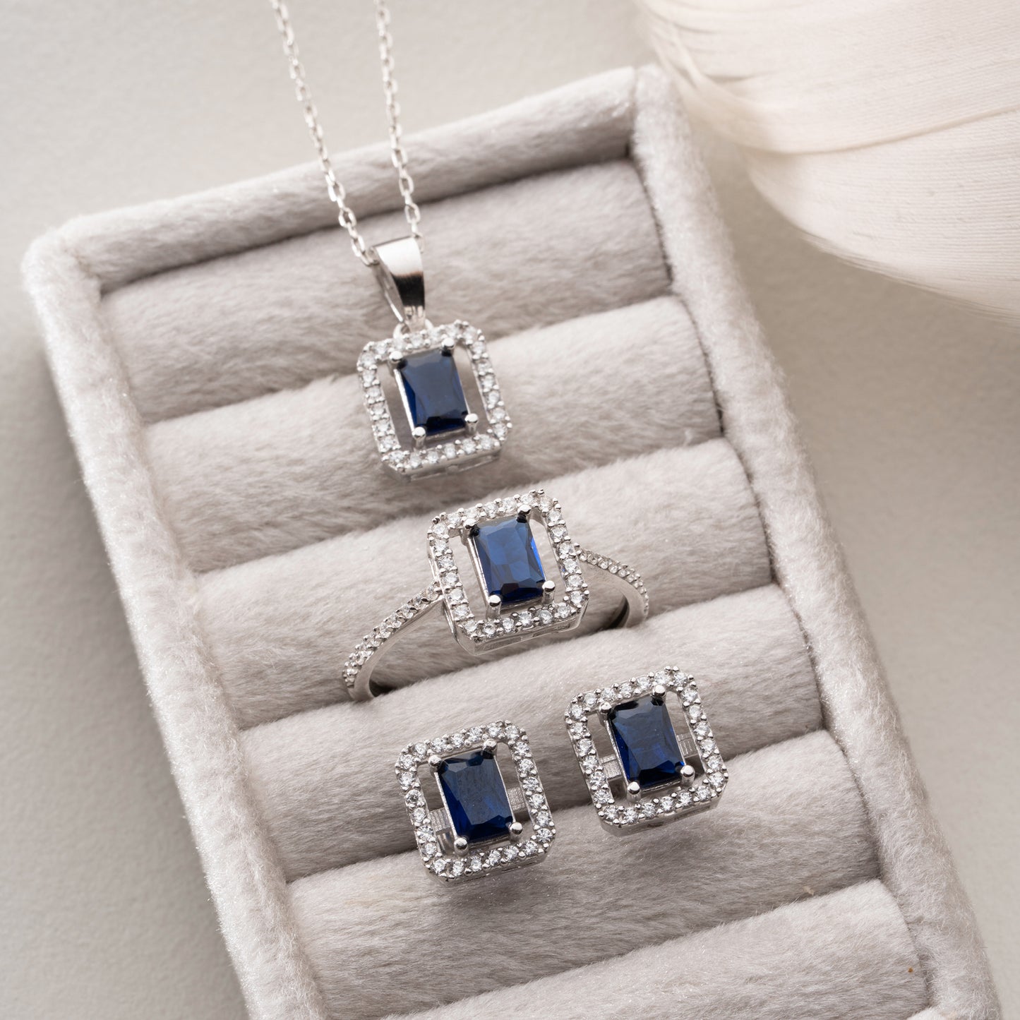 Blue Aura Blue Zirconia Jewelry Set | 925 Sterling Silver