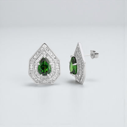 Grüne Tropfen Silber Ohrringe