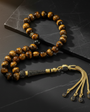 Zircon Stone Silver Tassel Tiger Kaplangözü Rosary - Wrist Boy