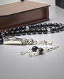 Onyx Tasbih with Tughra & Initial + Personalized Wooden Box | 925 Silver