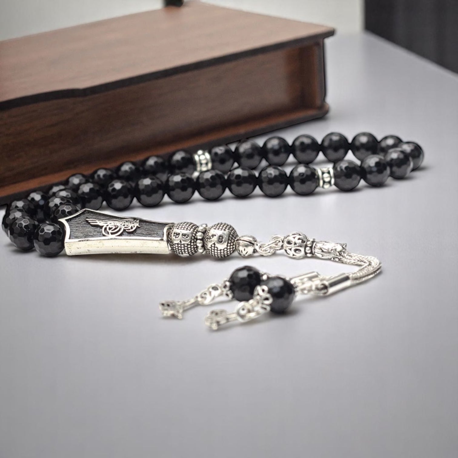 Tuğra Design 925 Sterling Silver Letter Onyx Rosary