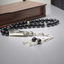 Tesbih Onyx avec Tuğra & Initiale + Coffret Personnalisé | Argent 925