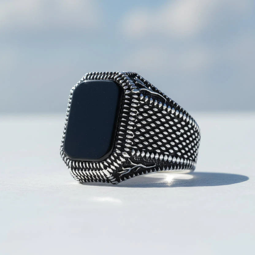 Onyxed Men's Silver Ring