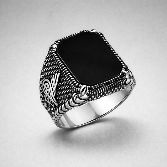 OTTOMAN TUGRALI ONYS Silver Ring