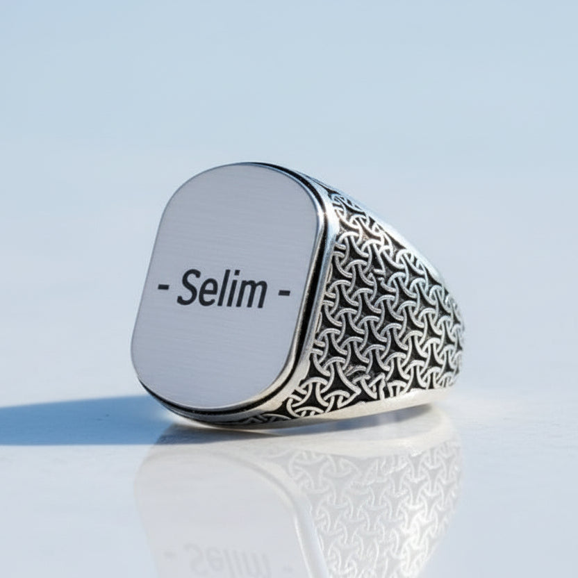 925 Sterling Silver named male ring -3