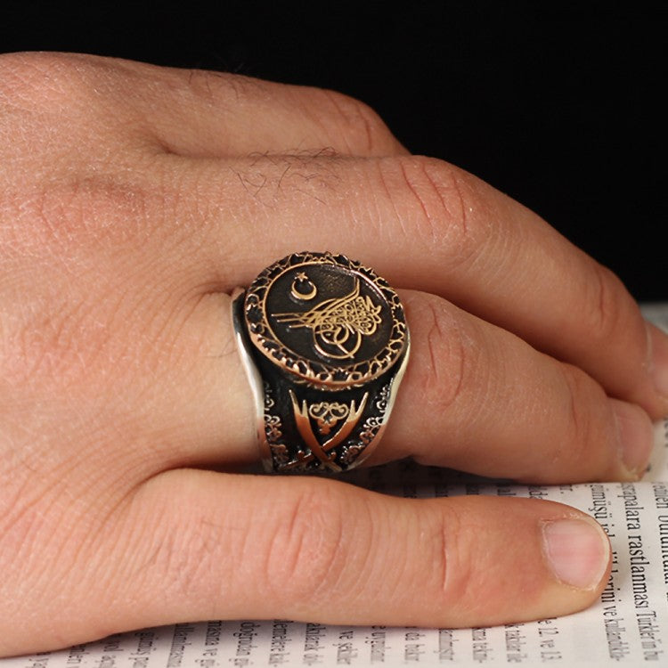 Anneau argenté de conception de natation de tuğali ottoman